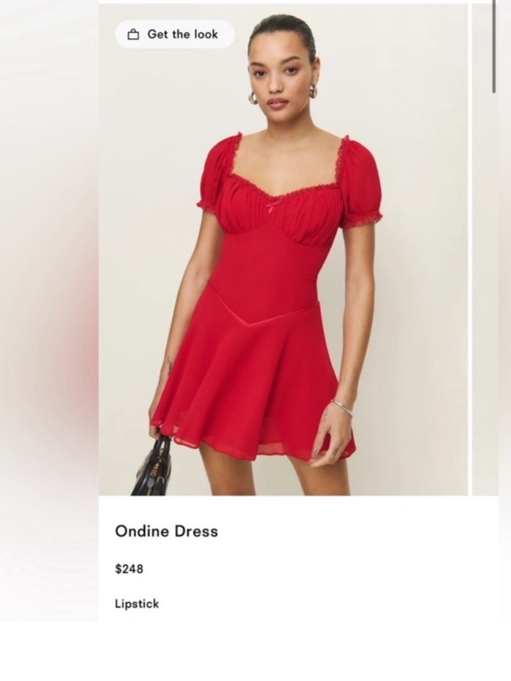 Reformation Lipstick Red Mini Dress with Puff Sleeves